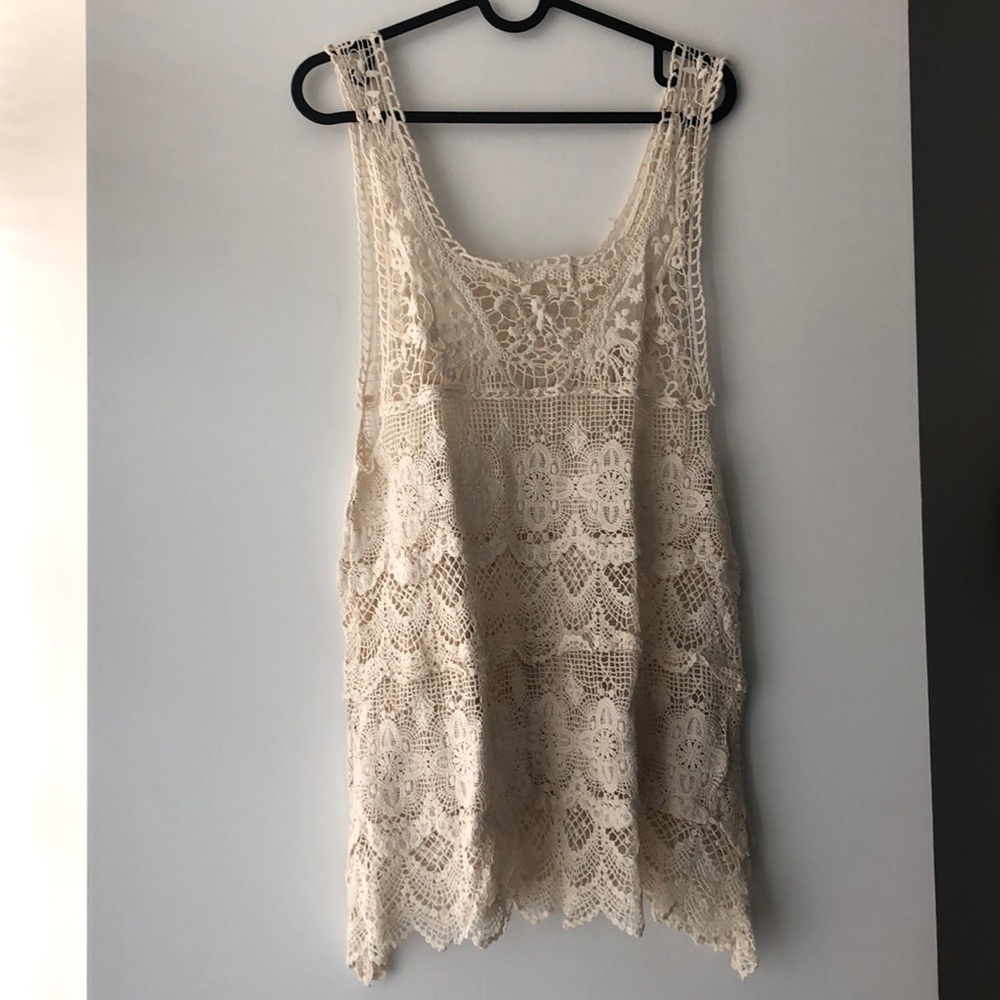 Cream Crochet Swim Cover Up
